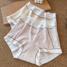 여성용 순면 하이웨스트 팬티 빅사이즈 통기성 무흔, [2줄] 샴페인 + 체리핑크