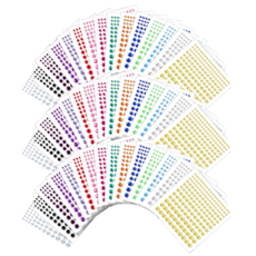 스노벨 2475PCS 15색상 원형 보석 스티커, 3개, 혼합(S27028) 15장