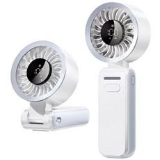 로즌 100단 초강력 휴대용선풍기 접이식 저소음 손선풍기 미니 핸디 핸드 탁상용 목걸이, 스노우 화이트