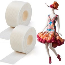 Threlaco 2롤 6.5야드 길이의 재봉용 테이프 스커트 드레스용 보닝 안감 재사용 가능한 좁은 밑단 및 웨딩 베일 의류용 곡선 재봉 도구, 2, 6.5 Yards