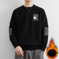 루나모드 남성 베이직 패치장식 기모 라운드넥 맨투맨 K0285