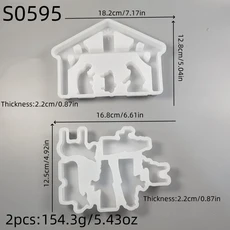 호환 유 Birth Set DIY 실리콘 금형 크리스마스 장식 장식 에폭시 수지 시멘트 석고 실리콘 금형, 01 OE217-2pcs
