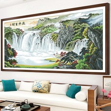 심스타 실십자수 자연 폭포 풍경 장관 소나무 세트 패키지 diy, 140x75cm 3가닥자수, 1개