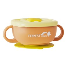 香醇寶石牌兒童不鏽鋼吸盤碗三色碗，附防漏蓋，304不鏽鋼材質，幼兒園適用, 1個, 熱帶橙