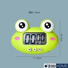 動物電子計時器，可愛造型，精準計時，廚房必備, 1個, 含電池, 綠色小蛙