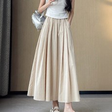 베르슈어 밴딩 플레어 롱 스커트