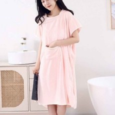 겨울목욕가운 고급 핑크 수면가운 가정용 부드러운 원피스 목욕가운