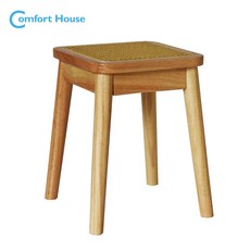 Comfort House 和風藤編方型椅 實木凳子, 胡桃色, 1個