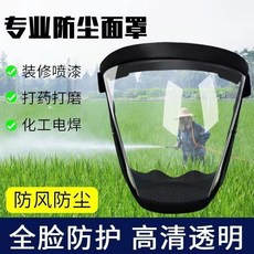 專業防塵面罩 全臉防護 高清透明, 1個, 高清旗艦款防護面罩【1個裝-旗艦版】,顏色隨機, 顏色隨機