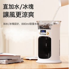新款 冷風機加溼噴霧風扇便攜靜音小空調冷風機桌面加溼風扇, 白色:1個