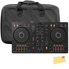 선구적인 DDJ-FLX4 2채널 DJ 컨트롤러 - 케이스와 오스틴 바자 연마 천이 포함된 블랙 번들, Bundle w/ Case