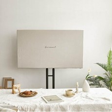 TV가리개 티비커버 패브릭 43인치75인치 모니터 75인치, 1개, 베이지