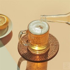 예쁜 손잡이 유리 맥주잔 맥주컵 비어글라스 2p 세트, 릴리 440ml 2p