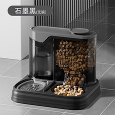 新款貓咪自動飲水餵食器一體式貓碗狗碗飲水儲糧碗二合一寵物用品, 1個, 升級款【飲水餵食一體】-黑色:獨立紙箱, 1L
