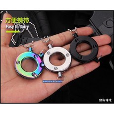 【野戰搖滾-生存遊戲】EDC多功能鑰匙圈圓刃刀 工具刀 鑰匙扣 登山扣 項鍊刀 折疊刀 口袋刀 割繩刀, 銀色, 1個