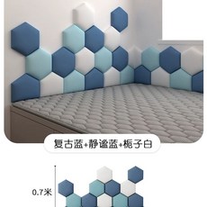 벽면 쿠션 벽가드 충격방지 가구 육각형 퍼즐 벽매트 모서리, K. 푸른 흰색 1.2m x 0.7m