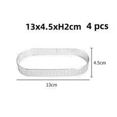 스테인리스 스틸 타원형 타르트 몰드 프랑스 디저트 과일 파이 링 키치 타틴 4 10, 09 12x3.5xH2cm 4 pcs