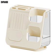 DFMEI 新款餐具一體式收納盒桌面多功能置物架瀝水, 1個, 奶油黃【刀架筷籠套裝】:如圖, 1層