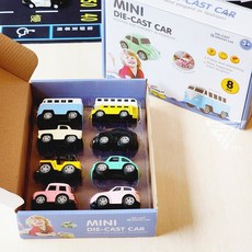 Q版MINI合金迴力車 城市系列8入組 兒童迴力玩具車, 1個, 城市款8入一盒