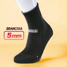[브랑키아] 언더워터 아머 5mm 롱삭스 프리다이빙 스노클링 스쿠버 아쿠아 해루질 양말, S (220-240), 블랙