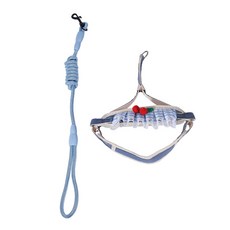 狗狗牽引繩胸背式遛狗遛貓繩子泰迪比熊小型犬防掙脫繩外出狗鏈子, 1個, 大號(48-54)藍色款小花圍脖牽引繩