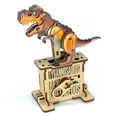 立體可動木質拼圖-暴龍，兒童益智玩具，DIY組裝模型，激發想像力與創造力，安全環保材質, 1個