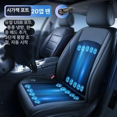 차량용 뒷자석 매트 조수석 에어쿠션 메트리스 뒷좌석, 12V 블랙 시거잭 시트 20팬 자동 시작
