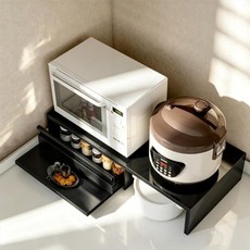 가전하 수납 연장된 디자인 레인지하 대용량 슬라이드 테이블 약 W46. 6-92xD38xH16. 5 cm블랙ママ倉, ママ倉 Black
