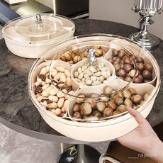 零食乾果盒 ins風分格帶蓋收納盒 多層糖果茶幾家用客廳瓜子零食, 【新年石榴紅】食品級材質/防蟲防潮,【普通款】五分格/帶蓋, 1個