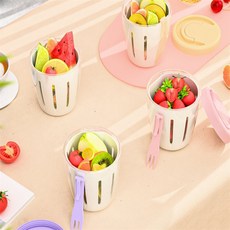 미래템즈 컵과일용기 휴대용 샐러드컵, 퍼플