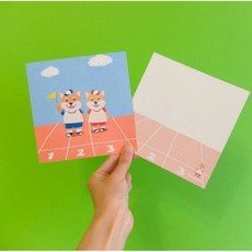 WoodMan 可愛插畫明信片一組18張 柴犬 柯基 巴戈 法鬥 貓咪, 1個, Multicolor