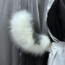 여우꼬리 소품 작동 전기 움직이는꼬리 코스프레 행사 42cm 흰색, L, 상세 내용 참조, 밀키화이트그레이 프리미엄 두꺼운 털