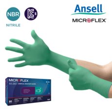 안셀 일회용 내화학장갑마이크로플렉스 93-260 50매 니트릴 네오프렌, 100개