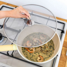 DUGNMARKT 멀티 커버 후라이팬 냄비 기름튐방지 스텐 뚜껑 덮개, 1개, 29cm