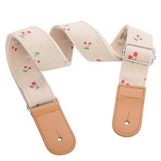 老羊樂器店 烏克麗麗背帶 棉麻材質 文青風小雛菊圖案, 1個, 小櫻桃