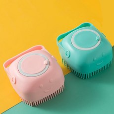 부투펫 반려동물 실리콘 목욕 마사지 브러시 2종 세트, 핑크, 그린, 2세트