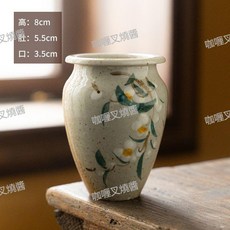 手繪陶瓷小花瓶 粗陶 插花花器 桌面擺件 高14cm, 小號20