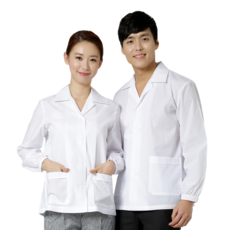 208T/C 소매고무줄-(남녀공용 상의 식품 공장 급식실 가운 산업유니폼)