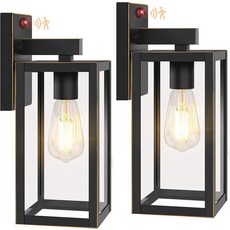 BesLowe 13인치 업그레이드된 모션 센서 실외 벽 조명 2팩 더스크 투 던 포치 라이트 스콘스 랜턴 3가지 모드 외부 기구 집 차고용 검은색, Bronze