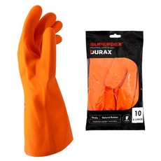 슈퍼덱스 듀락스 천연라텍스 두꺼운 공업용 내화학 장갑 신나용 내산 내유장갑 산업용 정비용 연구실용 안전장갑 해루질, 1세트, 오렌지