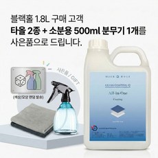 [인스타 대박상품] 블랙홀 글라스 코팅큐 유리막 코팅 유리세정제 거울 물때방지 창문 욕실 입주청소 다용도 코팅 세척 광택 유지 클리너 타월 2장 포함 비오는날, 1세트, 1.8L