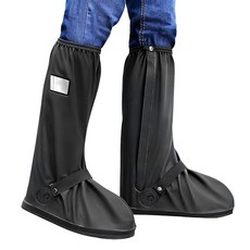 방수 신발 커버 지퍼가 달린 내구성 있는 PVC 오버슈즈 재사용 가능한 레인 부츠 프로텍터 미끄럼 방지 고무 밑창 및 반사 스트립이 걷기 사이클링 여행 하이킹 야외, 방수 신발 커버, 지퍼가 달린 내구성 있는 PVC 오버