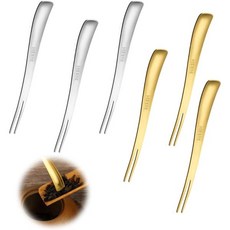 일본 직배송 과일 포크 디저트 케이크 스테인리스 스틸 양면 디자인 세척 용이 레스토랑 사무실 가정 파티 바 카페용 6개 세트