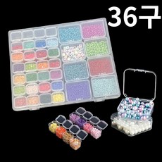 마켓피아 분리형 혼합 비즈 케이스 36구, 1개, 반투명