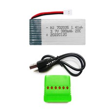 드론배터리 3.7v 380mah 1개 멀티충전기 1개세트, (X4) 380mah1개+6in1충전기1개