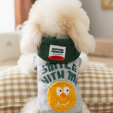 루비바 스마일 강아지 하네스 후드티 가을겨울 애견 맨투맨, 1개, 그린