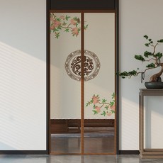 妃雪森 防蚊門簾 金剛網紗門簾 免打孔, 下網紗款-國風-梅花,支持聯繫客服