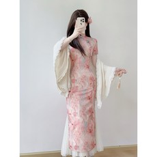 旗袍2026新款少女夏季新中式改良版長裙禮服 (台灣出貨，滿額贈)