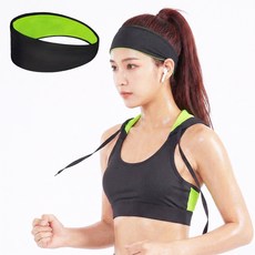 루텐픽 넓고흡수빠른 스포츠 헤어밴드 운동 러닝 헬스 남성 여성 공용 머리밴드 넓은 머리띠, 1개, 메쉬블랙네온그린