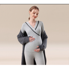 가을 겨울 임산부 긴팔 내복 세트 임산부용 순면 수유 내복 세트 보온 임산부 잠옷 JXH